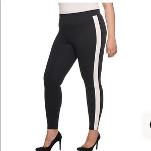 Black with white side stripe leggings